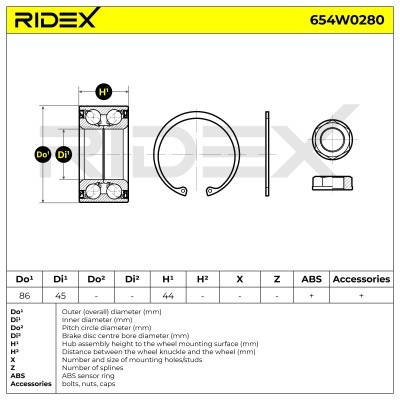 Łożysko Koła RIDEX 654W0280 654W0280 - foto 1