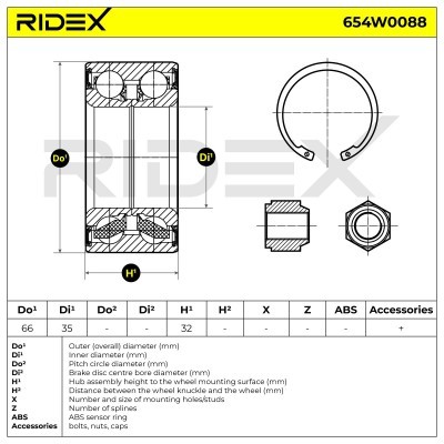 Łożysko Koła RIDEX 654W0088 654W0088 - foto 2