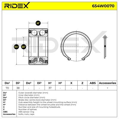 Łożysko Koła RIDEX 654W0070 654W0070 - foto 2
