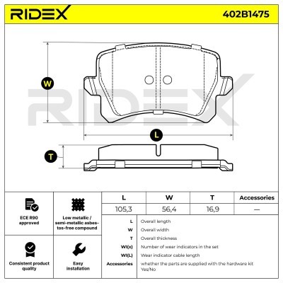 Klocki hamulcowe RIDEX 402B1475 402B1475 - foto 6