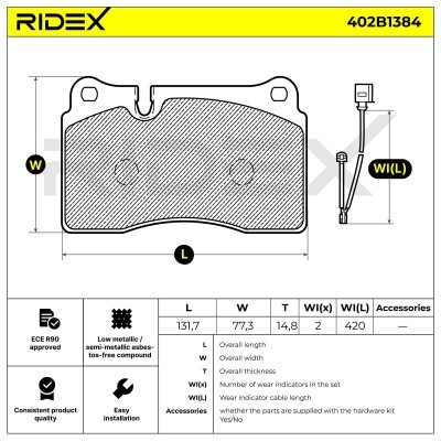 Klocki hamulcowe RIDEX 402B1384 402B1384 - foto 7