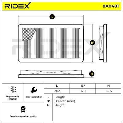 Filtr Powietrza RIDEX 8A0481 8A0481 - foto 6