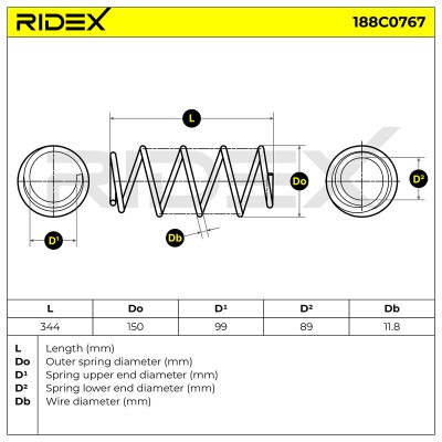 Sprężyna Zawieszenia RIDEX 188C0767 188C0767 - foto 5