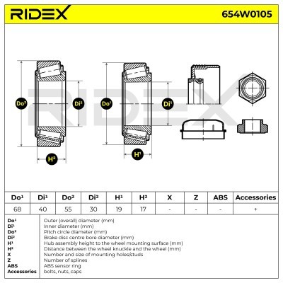 Łożysko Koła RIDEX 654W0105 654W0105 - foto 3