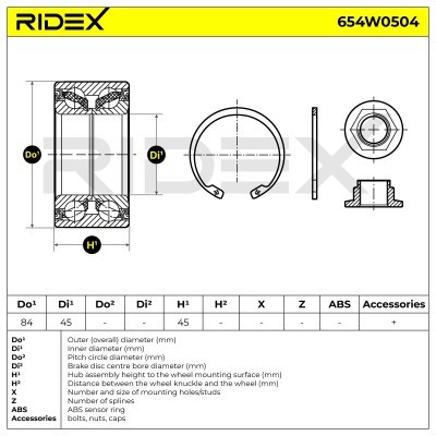 Łożysko Koła RIDEX 654W0504 654W0504 - foto 3