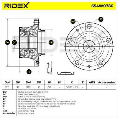 Łożysko Koła RIDEX 654W0780 654W0780 - foto 5