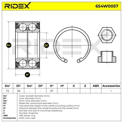 Łożysko Koła RIDEX 654W0057 654W0057 - foto 3