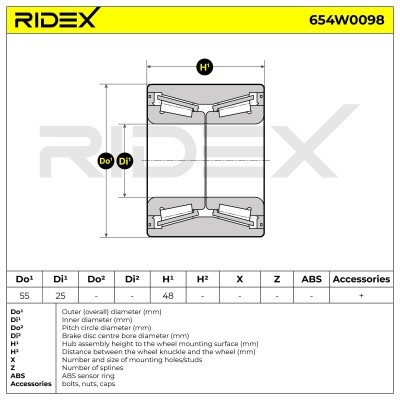 Łożysko Koła RIDEX 654W0098 654W0098 - foto 2