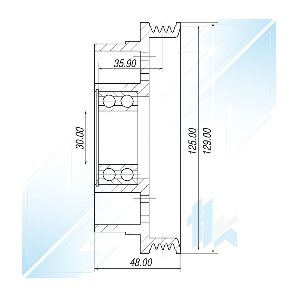 Koło Pasowe Sprężarki Klimatyzacji DENSO 10PA15C 4PK (PV4) Ø129/Ø125 NI 111D115401 - foto 3