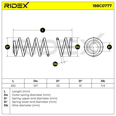 Sprężyna Zawieszenia RIDEX 188C0777 188C0777 - foto 6