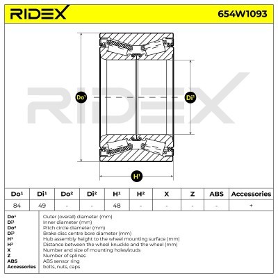 Łożysko Koła RIDEX 654W1093 654W1093 - foto 5