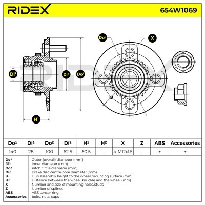 Łożysko Koła RIDEX 654W1069 654W1069 - foto 6