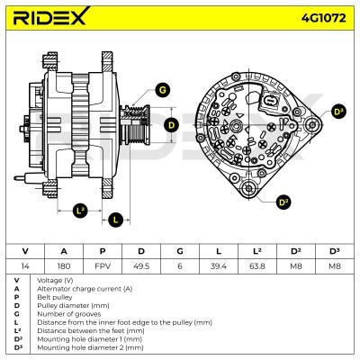 Alternator RIDEX 4G1072 4G1072 - foto 7
