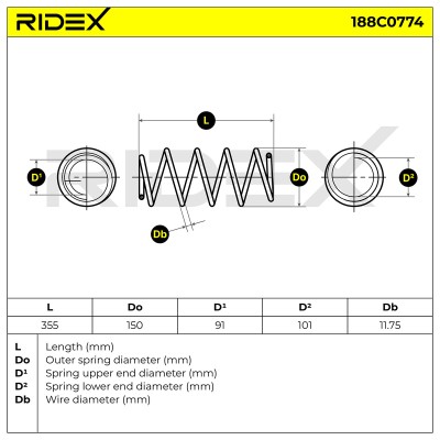 Sprężyna Zawieszenia RIDEX 188C0774 188C0774 - foto 6
