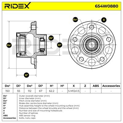 Łożysko Koła RIDEX 654W0880 654W0880 - foto 5