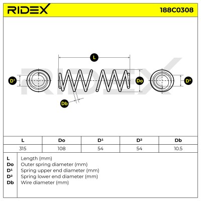 Sprężyna Zawieszenia RIDEX 188C0308 188C0308 - foto 6