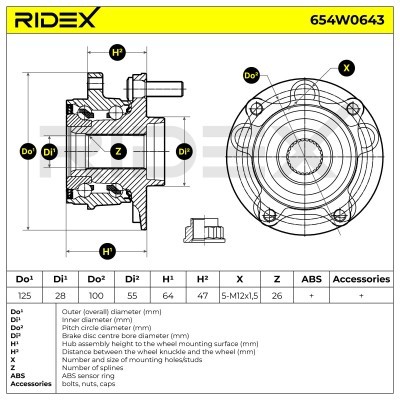 Łożysko Koła RIDEX 654W0643 654W0643 - foto 5
