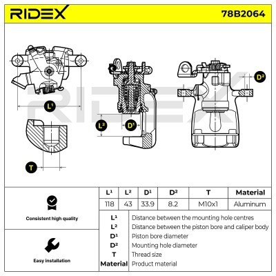 Zacisk Hamulcowy RIDEX 78B2064 78B2064 - foto 3