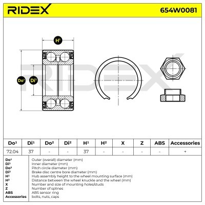 Łożysko Koła RIDEX 654W0081 654W0081 - foto 3