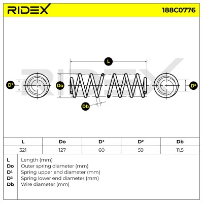Sprężyna Zawieszenia RIDEX 188C0776 188C0776 - foto 5