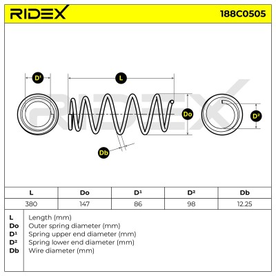 Sprężyna Zawieszenia RIDEX 188C0505 188C0505 - foto 5