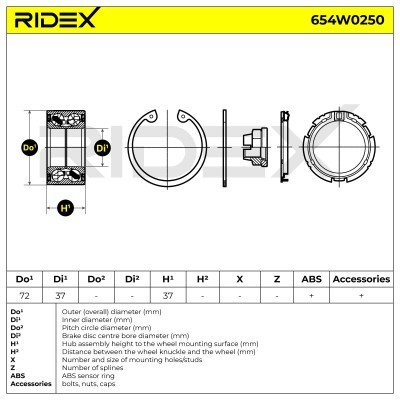 Łożysko Koła RIDEX 654W0250 654W0250 - foto 6