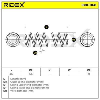 Sprężyna Zawieszenia RIDEX 188C1168 188C1168 - foto 6