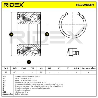 Łożysko Koła RIDEX 654W0567 654W0567 - foto 3