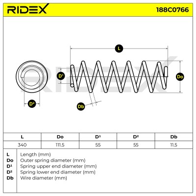 Sprężyna Zawieszenia RIDEX 188C0766 188C0766 - foto 6
