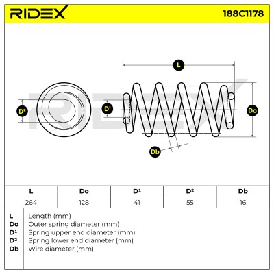 Sprężyna Zawieszenia RIDEX 188C1178 188C1178 - foto 5