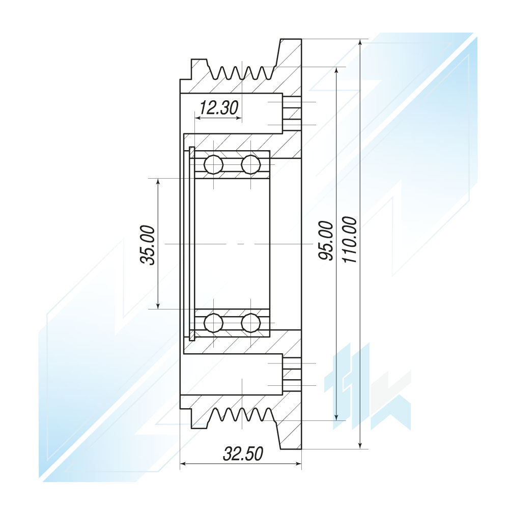Koło Pasowe Sprężarki Klimatyzacji MITSUBISHI MSC90 5PK (PV5) Ø102/Ø95 Mitsubishi 111M090500 - foto 3