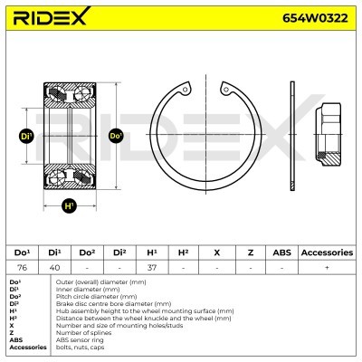 Łożysko Koła RIDEX 654W0322 654W0322 - foto 5