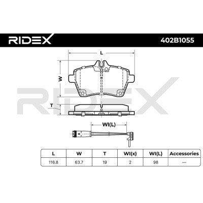 Klocki hamulcowe RIDEX 402B1055 402B1055 - foto 8