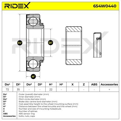 Łożysko Koła RIDEX 654W0440 654W0440 - foto 2