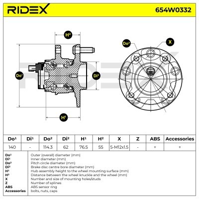Łożysko Koła RIDEX 654W0332 654W0332 - foto 2