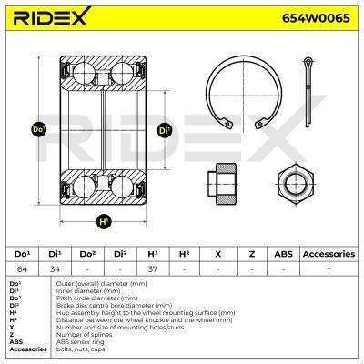 Łożysko Koła RIDEX 654W0065 654W0065 - foto 2