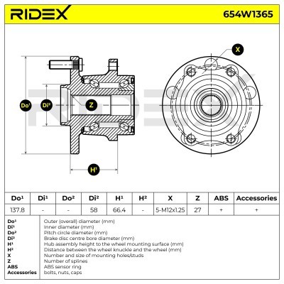 Łożysko Koła RIDEX 654W1365 654W1365 - foto 6