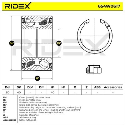 Łożysko Koła RIDEX 654W0617 654W0617 - foto 2