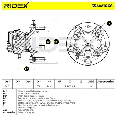 Łożysko Koła RIDEX 654W1066 654W1066 - foto 6