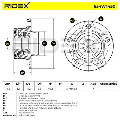 Łożysko Koła RIDEX 654W1450 654W1450 - foto 6