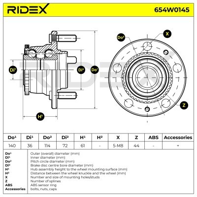 Łożysko Koła RIDEX 654W0145 654W0145 - foto 5