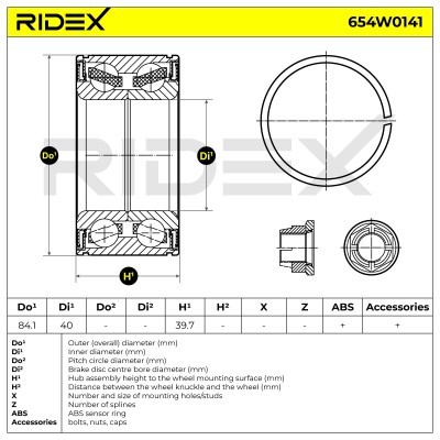 Łożysko Koła RIDEX 654W0141 654W0141 - foto 2