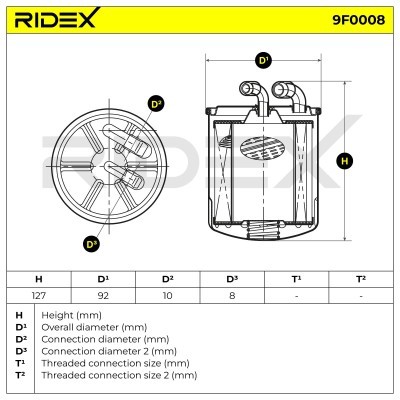 Filtr Paliwa RIDEX 9F0008 9F0008 - foto 3