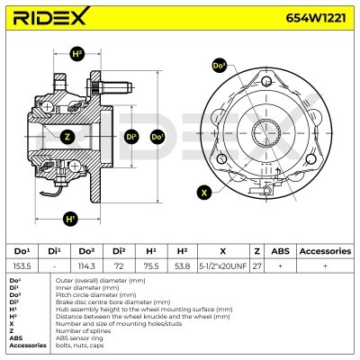 Łożysko Koła RIDEX 654W1221 654W1221 - foto 5
