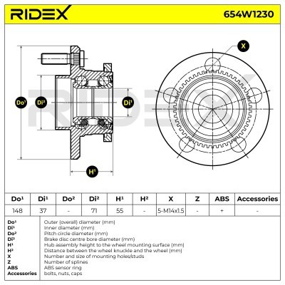 Łożysko Koła RIDEX 654W1230 654W1230 - foto 6