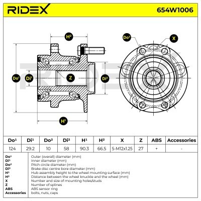 Łożysko Koła RIDEX 654W1006 654W1006 - foto 5