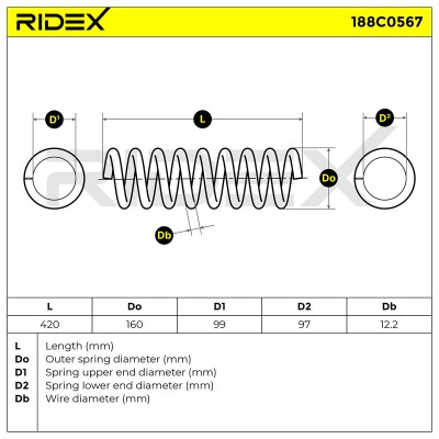 Sprężyna Zawieszenia RIDEX 188C0567 188C0567 - foto 6