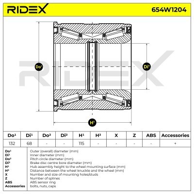 Łożysko Koła RIDEX 654W1204 654W1204 - foto 5