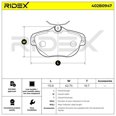 Klocki hamulcowe RIDEX 402B0947 402B0947 - foto 4