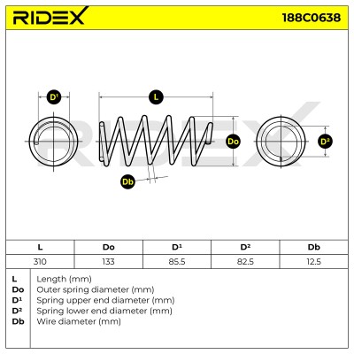 Sprężyna Zawieszenia RIDEX 188C0638 188C0638 - foto 5